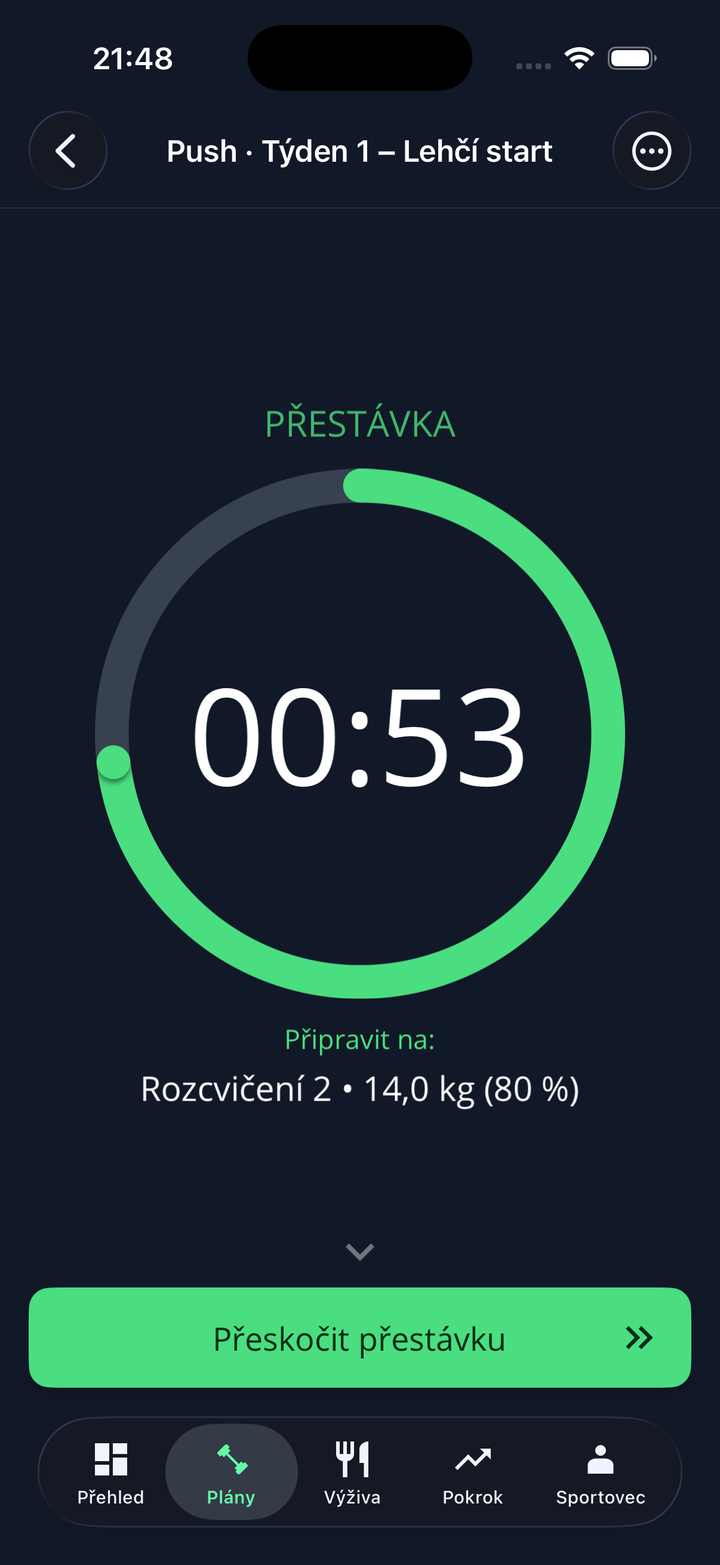 Rest timer mezi sériemi
