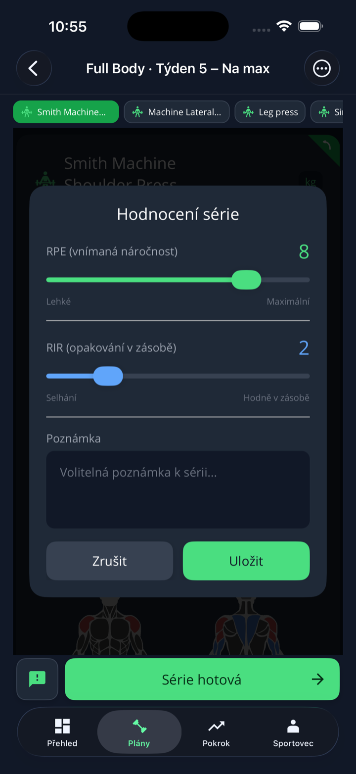 Hodnocení série RPE/RIR